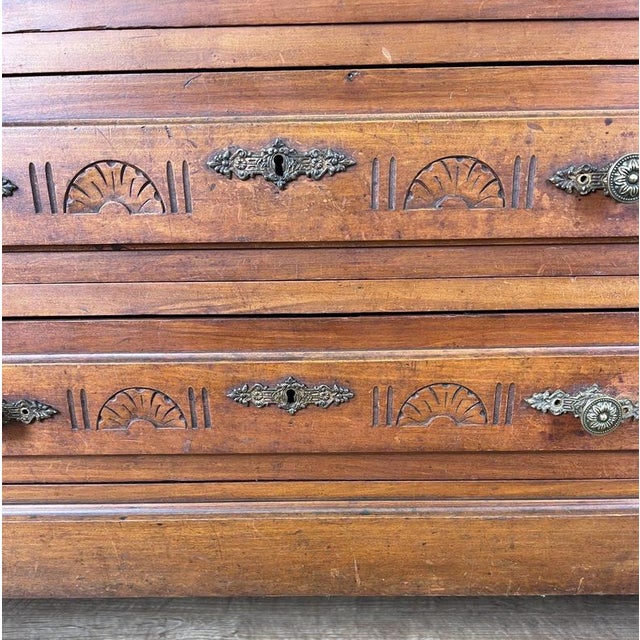 Metal Chest of Drawers Antique French Walnut Marble Top Five Drawer Cabinet Lot 6449 For Sale - Image 7 of 18