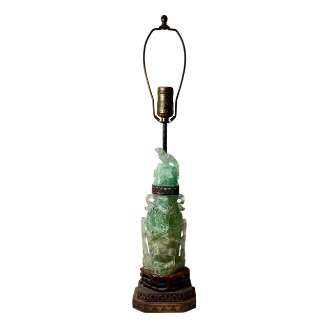 Antique Chinese Carved Quartz Figural Lamp For Sale