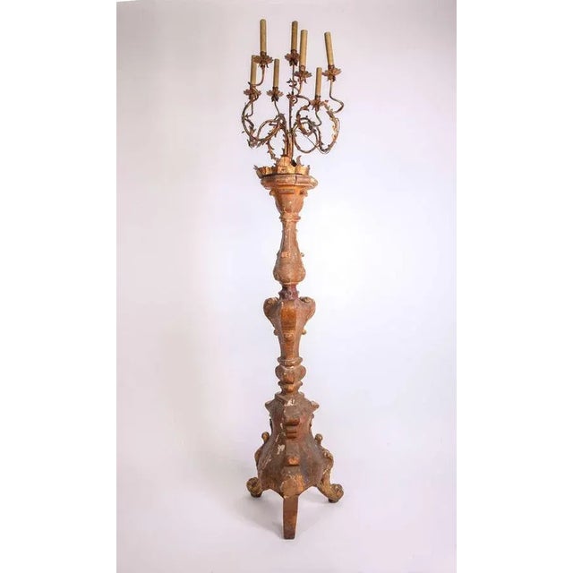 Early-18th Century Italian Giltwood Torchère or Floor Lamp, 1720 For Sale - Image 5 of 7