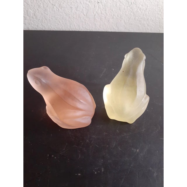 1970s Pair of Bohemia Glass Czech Republic Satin Glass Frog Figurines For Sale - Image 4 of 6