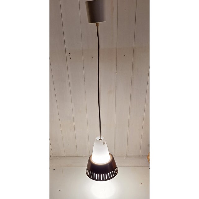 Mid-Century Modern Vintage Pendant Lamp with Opaque White Glass Shade, 1960s For Sale - Image 3 of 7