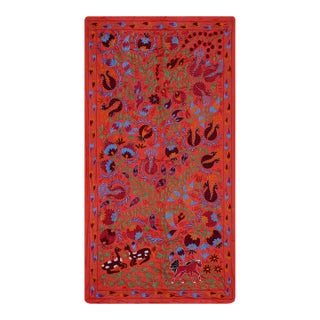 Red Uzbek Suzani Embroidered Wall Hanging – Tribal Textile For Sale