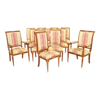 Inlaid Mixed Woods Italian Bronze Ormolu Mounted Dining Chairs - Set of 12 For Sale