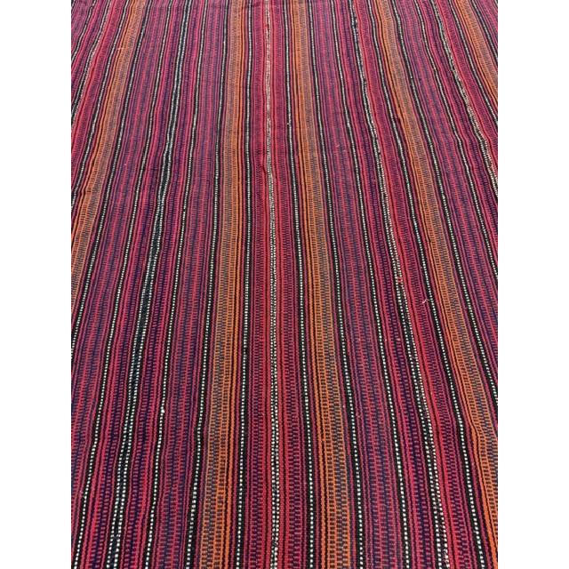 Mid-Century Modern Mid-Century Modern Multicolor Stripe Turkish DecorativeKilim Flatweave Small Rug For Sale - Image 3 of 6