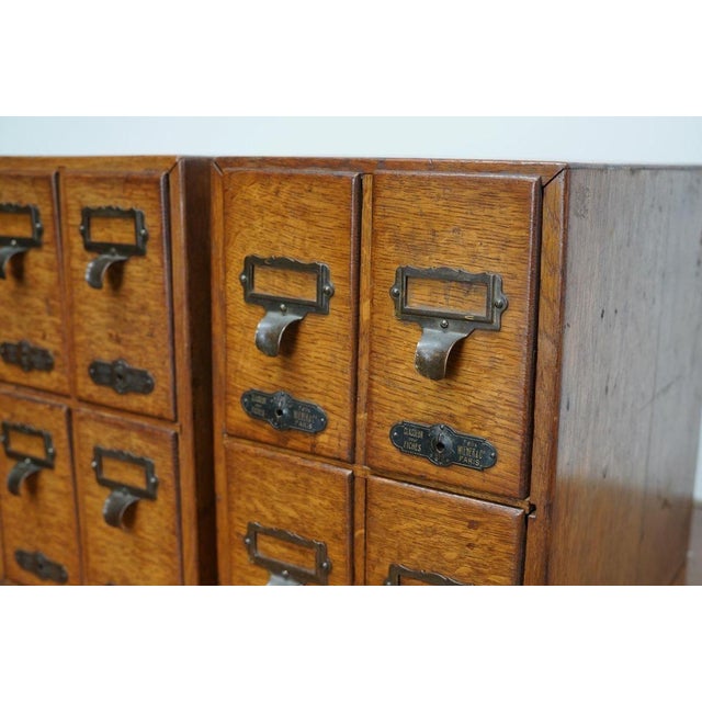 1920s French Oak Apothecary Cabinet / Filing Cabinet, 1920s, Set of 2 For Sale - Image 5 of 17