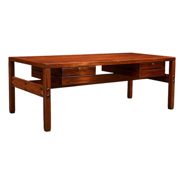 Brazilian Modern Desk with four drawers in Rosewood, Sergio Rodrigues, 1960s - Lot 201A For Sale