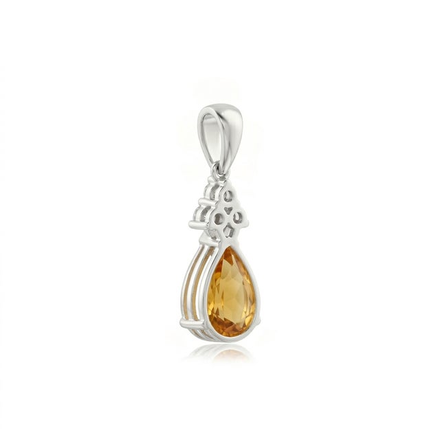 Metal Natural Citrine Gemstone Dainty Stacking Pendant for Her For Sale - Image 7 of 7