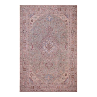1990's Vintage Green/Gray Wool Rug - 8'0'' X 10'11'' For Sale