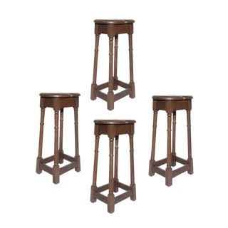 English Oak Stools - Set of 4 For Sale