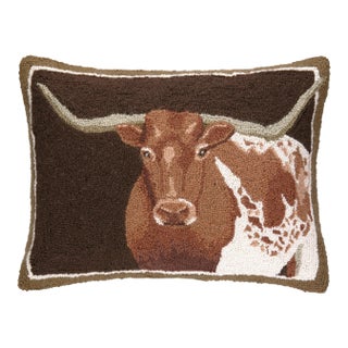 Longhorn Hook Pillow, 16" x 22" For Sale