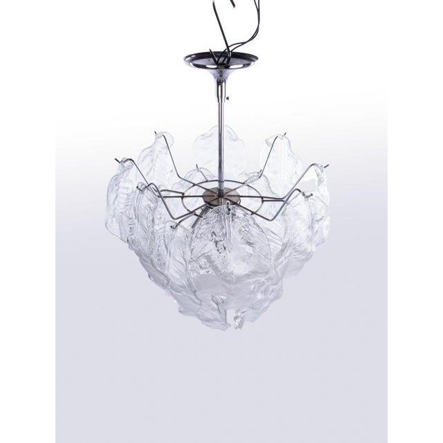 Glass Murano Petals Chandelier Glass and Chrome from Novaresi, Italy, 1970s For Sale - Image 7 of 10