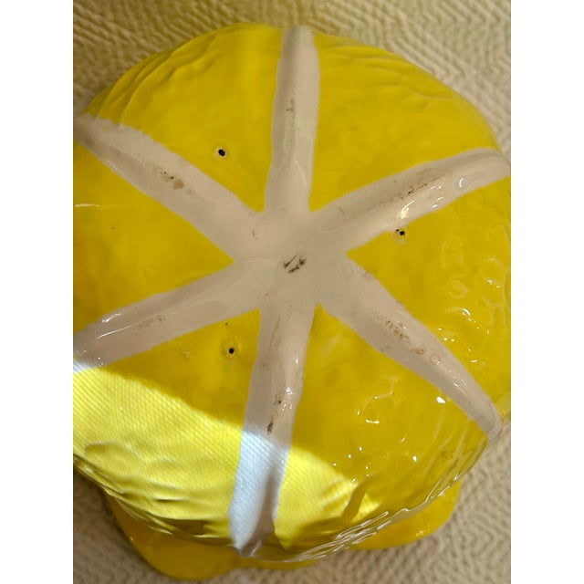 Mid 20th Century Italian Large Yellow Majolica Cabbage Ware Tureen With Lid and Ladle For Sale - Image 10 of 12