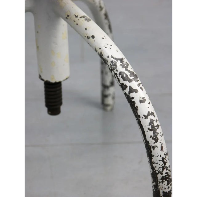 Metal Vintage Industrial White Swivel Chair For Sale - Image 7 of 12
