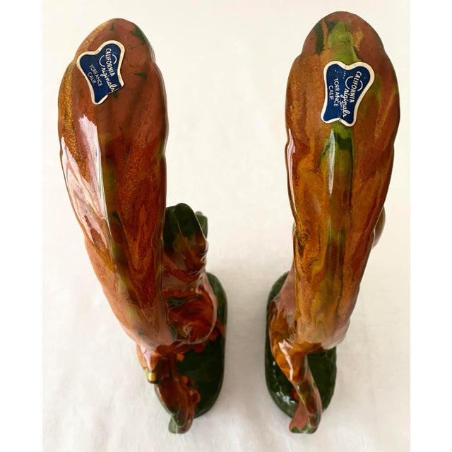 Arts & Crafts California Originals Oblong Scalloped Edged Low Bowl and Two Birds - 3 Piece Set Mid 20th Century Excellent Condition For Sale - Image 3 of 12