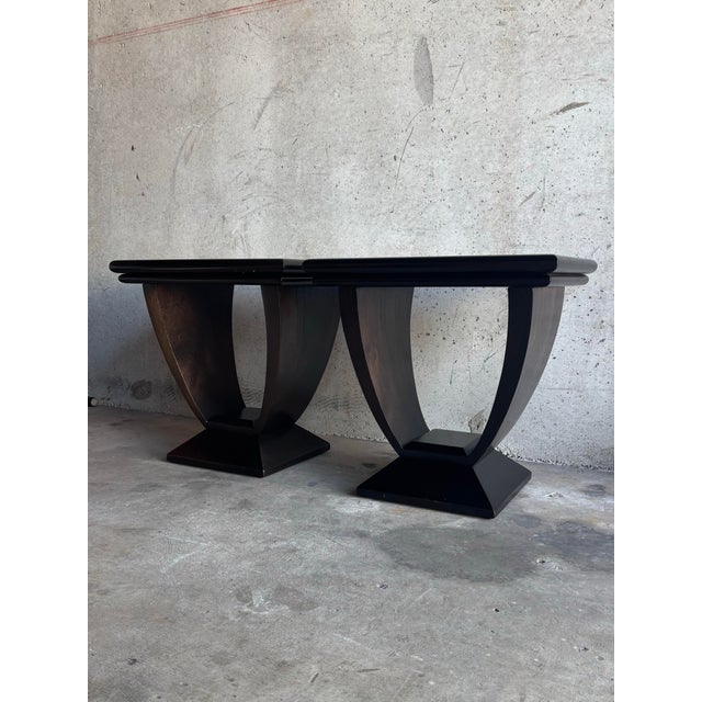 Art Deco Vintage Ruhlmann Art Deco Side Tables - Solid Mahogany by Jimeco - A Pair, Colombia For Sale - Image 3 of 11