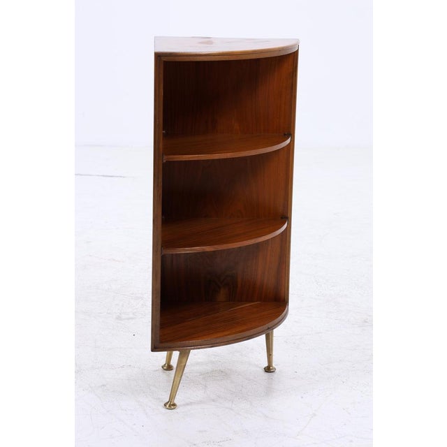Mid-Century Wooden Corner Shelf with Brass Feet, 1960s For Sale - Image 13 of 16
