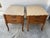French Provincial Pair of Vintage French Provincial-Style Wood End Tables or Nightstands Featuring Scalloped Stone or Marble-Style Tops and Curved Cabriole Legs For Sale - Image 3 of 10