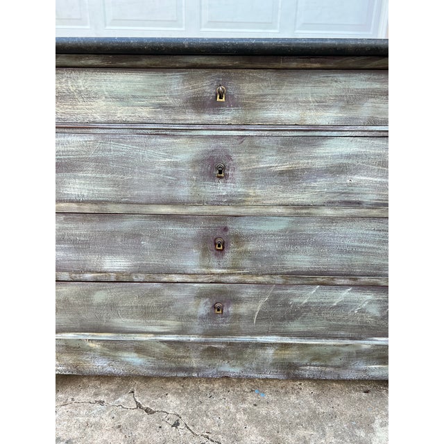 Louis Philippe French 19th Century Louis Philippe Painted Marble Top Walnut Commode For Sale - Image 4 of 12
