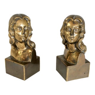 Female Brass Bookends For Sale