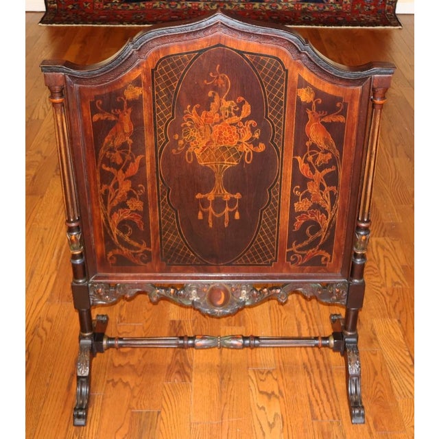 1920's Mahogany Paint Decorated Regency Style Fireplace Screen For Sale - Image 4 of 12