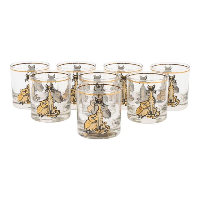 Culver Ltd. "Owl and Pussycat" Rocks Glasses, 8 For Sale