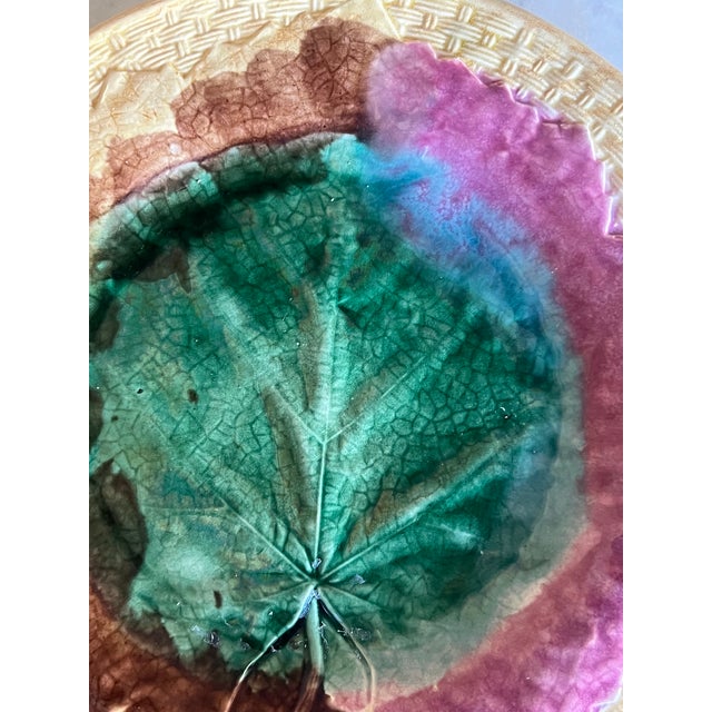 Late 19th Century Griffin Smith & Hill Maple Leaf Etruscan Majolica Plate For Sale - Image 5 of 8