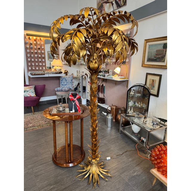 Palm tree lamp by Hans Kögl, hammered metal, gold leaf plated, 1970s Good condition, commensurate with its age I have...