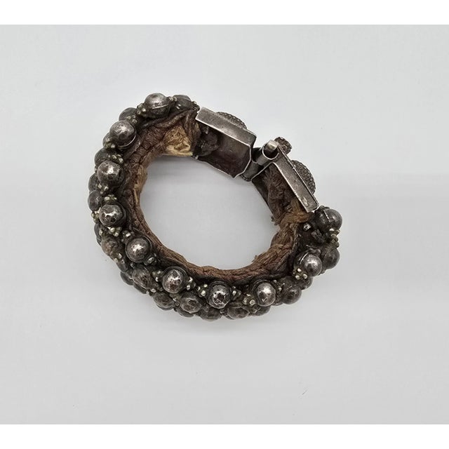 Antique Silver Rajasthan Beaded Ball Cuff Bracelet For Sale - Image 4 of 12