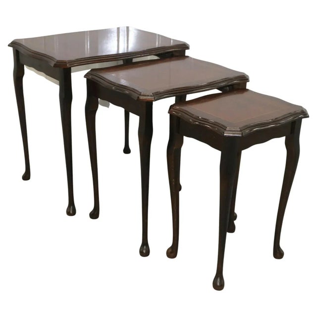 Mahogany Nesting Tables on Cabriole Legs, Set of 3 For Sale - Image 11 of 11
