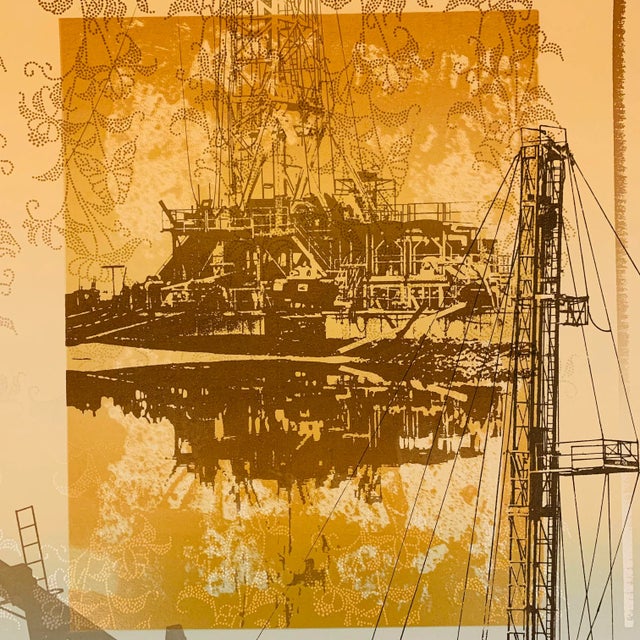 Orange Mid-Century Abstract Texas Oil Well Print by Marian Ford For Sale - Image 8 of 12