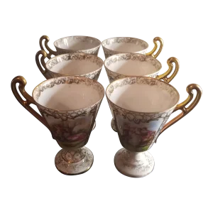 Vintage Hand-Painted Tea Cups From Austria- Set of 6