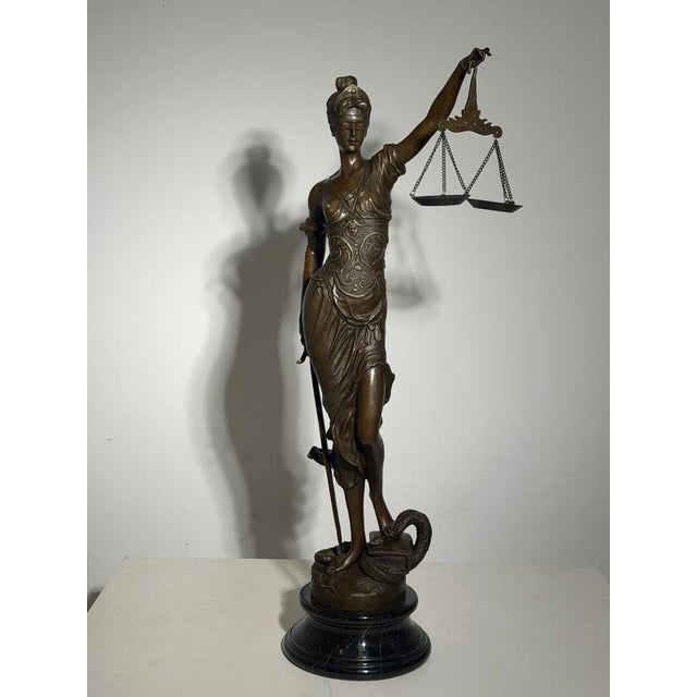 Mayer, Lady Justice, Bronze on Marble Base For Sale - Image 10 of 11