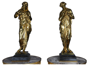 Large Antique Bronze Sculptures, 1800s, Set of 2