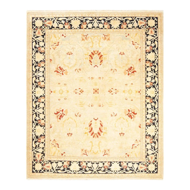 Vintage Traditional Hand Knotted Wool Area Rug, Ivory - 8'1" X 9'10" For Sale