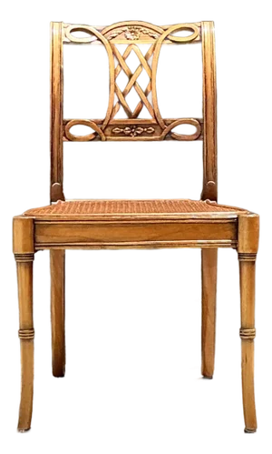 Vintage Hand Carved Cane Side Chair