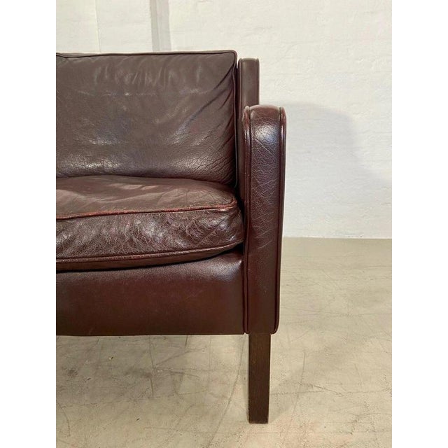 Vintage Danish Dark Cognac Leather Two-Seater Sofa from Stouby, 1960s For Sale - Image 12 of 18