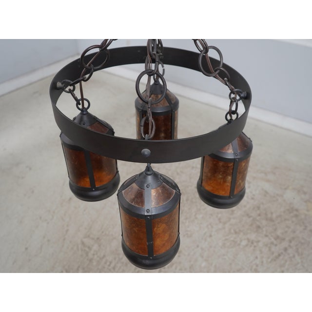 Arts & Crafts 1990s Mica Lamp Co. Arts & Crafts Mission Lantern Chandelier For Sale - Image 3 of 8
