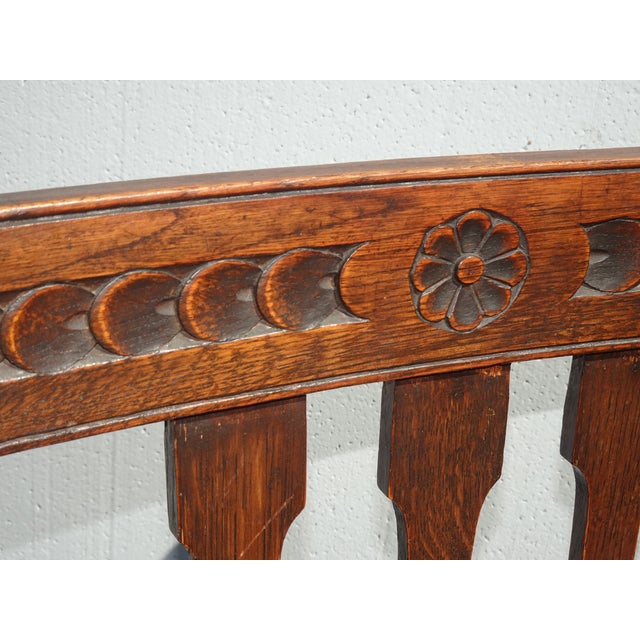 Vintage French Country Brown Oak Barley Twist Arm Chair For Sale In Los Angeles - Image 6 of 16