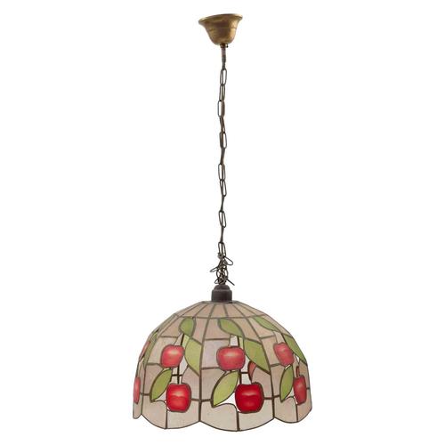 1960s Tiffany Revival Stained Glass Pendant Chandelier, Italy, 1960s For Sale - Image 5 of 5