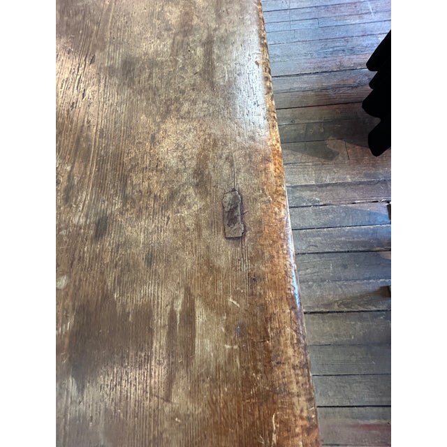 Wood Large 19th Century Sturdy Rustic Elm Bench For Sale - Image 7 of 16