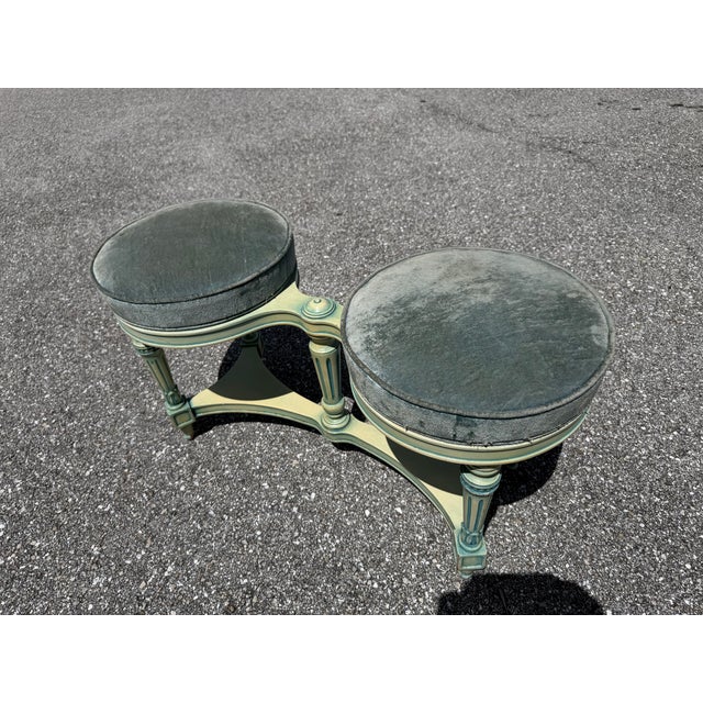 Blue Mid 20th Century Swedish, Gustavian Style Double Seat Painted Piano Bench For Sale - Image 8 of 10