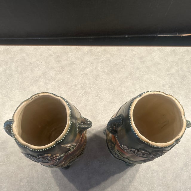 Pair of Antique Nippon Moriage Vases For Sale In Chicago - Image 6 of 10