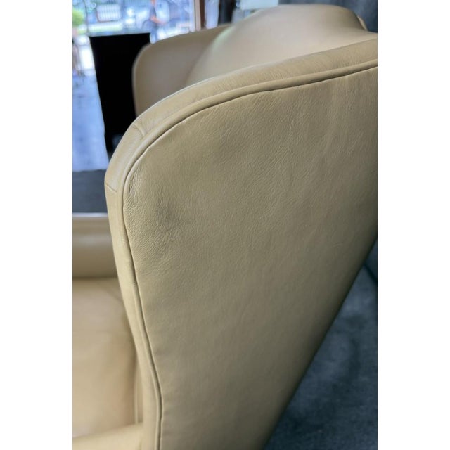 Late 20th Century Tan Leather Wingback Arm Chair For Sale - Image 11 of 12