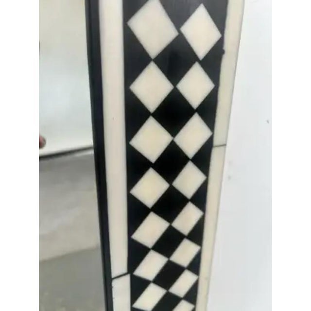 Art Deco Style Black & White Resin Diamond Design Wall, Table or Mantel Mirror For Sale - Image 11 of 12