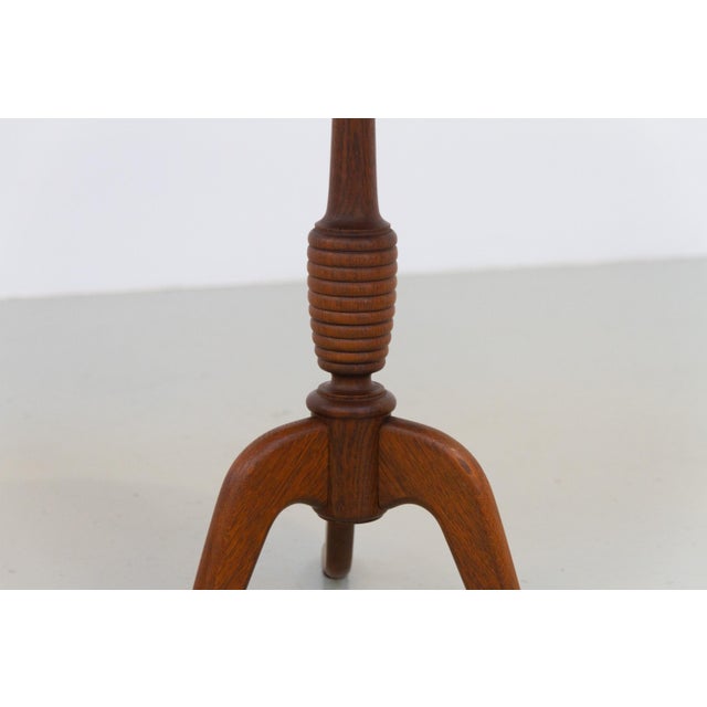 Danish Round Tripod Side Table in Stained Oak by Anton Kildeberg, 1960s For Sale - Image 10 of 18