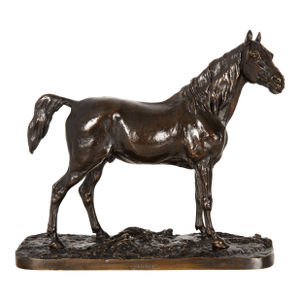 French Antique Bronze Sculpture of Ibrahim, Arabian Stallion by Pierre Jules Mene