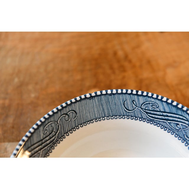 1950s Currier & Ives by Royal China Vintage Blue & White Transferware Bowls - Set of 4 For Sale In Baltimore - Image 6 of 6