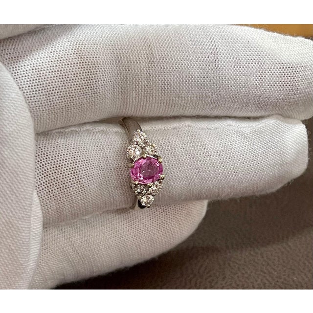 0.75 Ct Natural Pink Sapphire & 0.50 Ct Diamond Ring in 18 Karat White Gold For Sale - Image 13 of 18