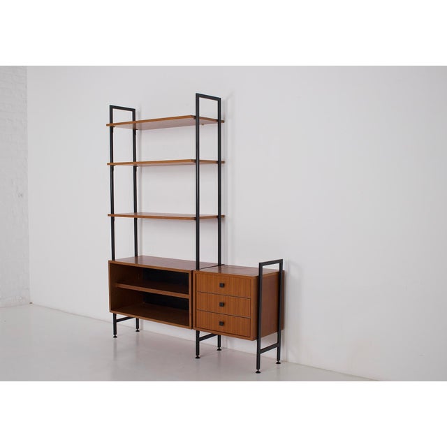 Mid-Century Modern Modular Wall-Mounted Shelf in Teak and Metal, 1960s. For Sale - Image 3 of 7