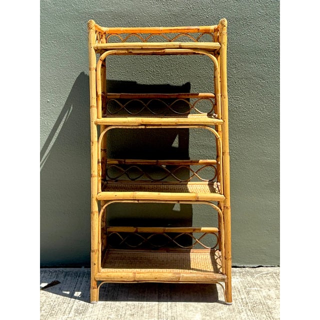 Vintage Bamboo and Rattan Etagere For Sale - Image 4 of 12
